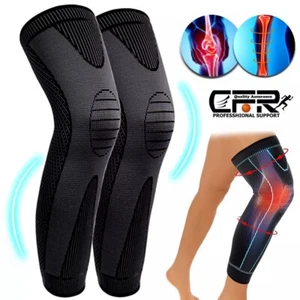Compression Knee Support Full Leg Sleeve Arthritis Sports Thigh Braces Men Women - Picture 1 of 16