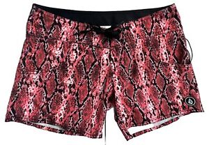 VOLCOM Women's Urban Tribe 5 Board Shorts Coral and Black Snake Skin Size 1 (XS)