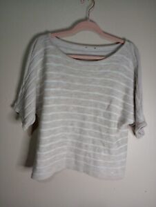 Chicos women's Sweater top Large Striped  short Sleeve 14 16 casual 