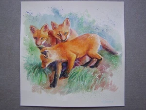 FOX Animals Original Acrylic Watercolor Painting Art By Artist - Picture 1 of 2
