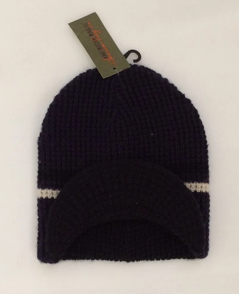 全新带标签 American Rag 男式 Beanie Brim 帽子 均码 全新 蓝色 钢制 — 第 1/1 张图片