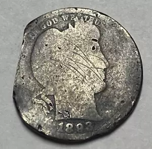 1893 P Barber Quarter Ragged Clip Error - COMBINE SHIPPING - Picture 1 of 3