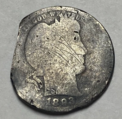 1893 P Barber Quarter Ragged Clip Error - COMBINE SHIPPING - Image 1 of 3