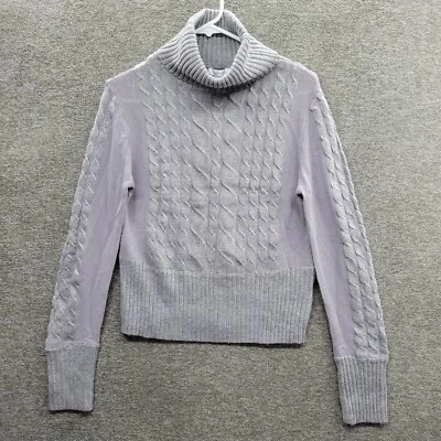 Suéter para mujer Lucy Paris grande gris tejido con cable acanalado cuello tortuga nuevo con etiquetas Foto 1 de 4