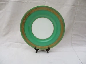 TIFFANY&CO / MINTON GOLD ENCRUSTED BAND AND GREEN EMBOSSED LARGE DINNER PLATE(D) - Picture 1 of 12