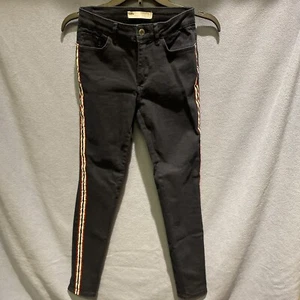 Zara Basic Z1975 Womens Jeans Size 4 Denim Dark Blue Tuxedo Stripes - Picture 1 of 22