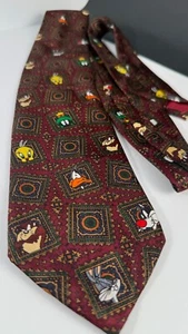 Vintage 1993 Looney Tunes Figur Mosaik Krawatte Made in Korea 100% Polyester - Bild 1 von 3