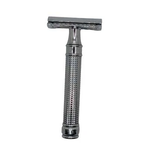 Chrome Diamond-Cut Knurled Handle DE Safety Razor - by Edwin Jagger (Used) - Picture 1 of 5