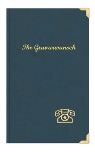 Telefonbuch mit Namensgravur - Adressbuch ca. A5 mit Messingecken - Farbe: blau - Bild 1 von 3