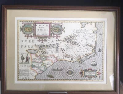1606 Virginiae Item et Floridae Americae Provinciarum nova Descriptio Framed Map - Image 1 of 4