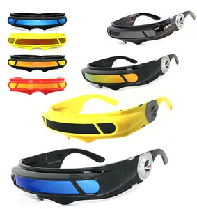 SPACE ALIEN COSTUME Party CYCLOPS Futuristic Robot WRAP SHIELD SUN GLASSES Visor - Picture 1 of 16