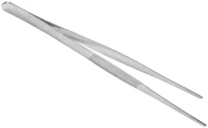 Kitchen Tweezers Stainless Steel Silver Tweezers Long Food Tongs Straight - Picture 1 of 3
