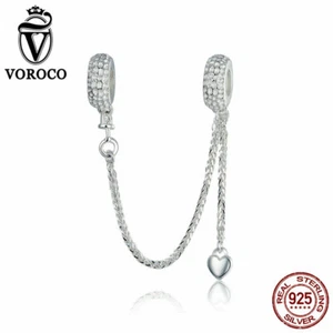 VOROCO 925 Sterling Silver Unique Hammered Dot Safety Chain With Silica Gel