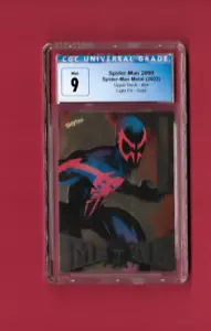 2021 Marvel Métal Universe Spider Man 2099 Light Fx Gold Carte gradée Cgc note 9 - Imagen 1 de 2