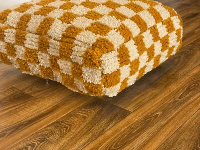 Moroccan Checkered Pouf Square, Checker Pouf, Berber Checkered Pouf. - Image 1 of 3