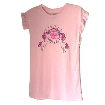 Camisón Cuddi Duds Dream More rosa unicornio manga volantes resistente al fuego talla L Foto 1 de 4