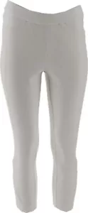 H Halston Petite Knit Denim Slim-Leg Crop Pants Pintucks White 6P NWOT (687) - Picture 1 of 1
