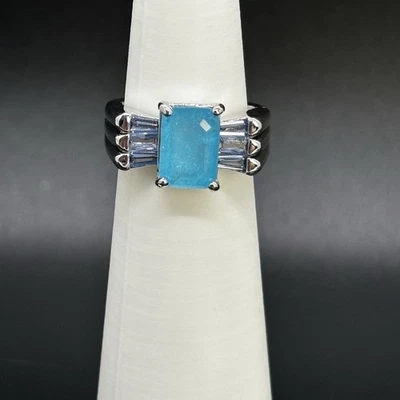 Bomb Party Ring Size 6 - Wide Eyed Gaze - RBP RBP 8239 - Aqua Blue Quartz - Image 1 of 2