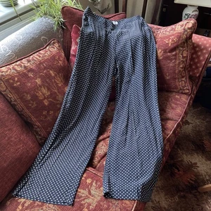 HOBBS LONDON BLACK & WHITE POLKA DOT LONG DRESS TROUSERS UK 14 WIDE LEG POCKETS - Picture 1 of 6