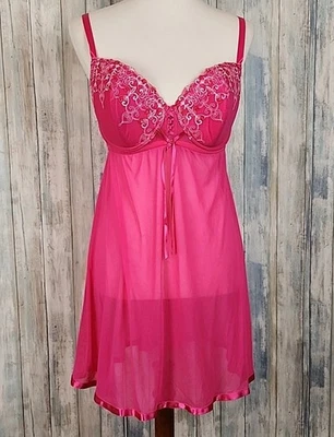Cacique 22/24 Pink Babydoll Halter Chemise Sleep Lounge Wear Lingerie Nightie - Image 1 of 4