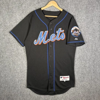Camiseta de béisbol majestuosa de los New York Mets para hombre talla mediana 40 negra de doble punto MLB Foto 1 de 4