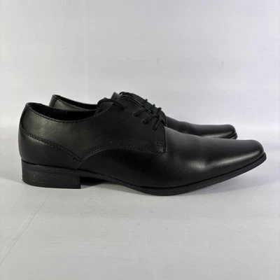 Calvin Klein Brodie 牛津男式 10.5 码黑色皮革系带方头鞋 — 第 1/4 张图片