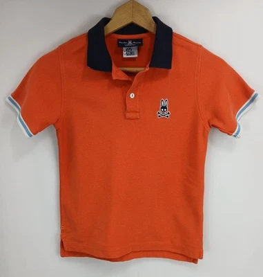 Psycho Bunny Polo Shirt Orange Short Sleeve Pima Cotton Logo Boys Size M 10/12 - Image 1 of 4
