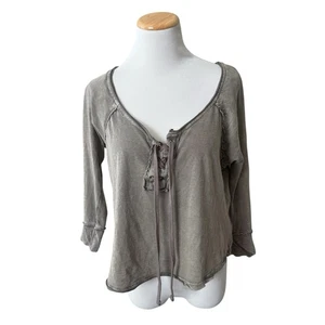 Top Free People We The Free para mujer talla XS recortado gris encaje corbata frontal - Imagen 1 de 6