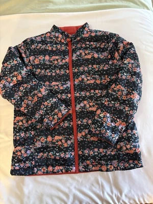 Girls Jacket Size XL 14-16 Floral Print with Blue Background - Image 1 of 4