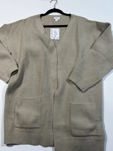 BRAND New - Lularoe Large Essentials Cardigan Sweater -Tan Solid w/ Tags - Picture 1 of 5