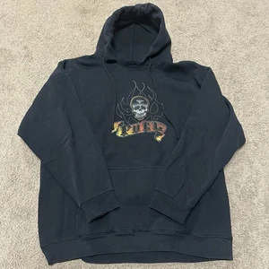 Vintage Fuel Band Logo Skull Flames Hoodie Black 2006 Sony BMG Entertainment - Picture 1 of 10