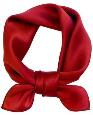 Bufanda Satén Cuello Cuadrado Bufanda para Mujer Sólido D5-Rojo Vino (23.6x23.6) Foto 1 de 4