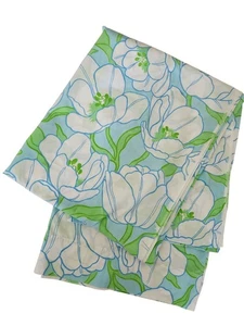 Lenzuolo piatto vintage YSL Yves St Laurent Fieldcrest Twin Mod blu floreale 50/50 per anni 70 - Foto 1 di 4