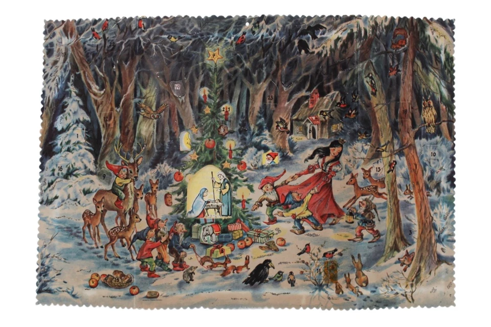 Vintage Paper Print Advent Christmas Calendar Snow White Disney W. Germany - Image 1 of 4