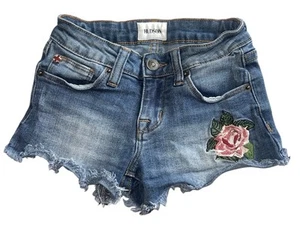 Hudson Girls Rose Embroidered Cutoff Low Rise Jean Shorts Size 7 - Picture 1 of 4