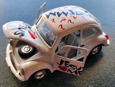 Volkswagen VW Beetle Bug White 1:32 Scale Christian WWJD Jesus - Image 1 of 4