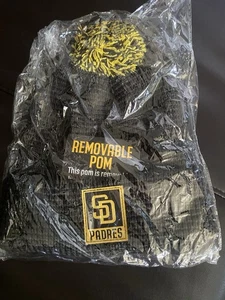 San Diego PADRES Beanie Removable Pom Brown & Yellow Official NEW IN BAG - Picture 1 of 2