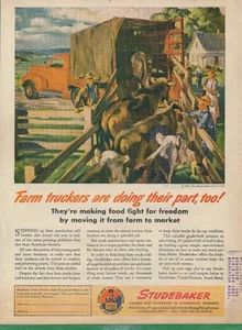 Magazine Ad - 1944 - Studebaker Trucks - World War 2 - Farmers - Picture 1 of 1