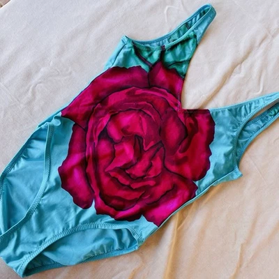 复古 One Piece 泳装 80 年代沐浴套装露前高帮尺寸 S M — 第 1/4 张图片