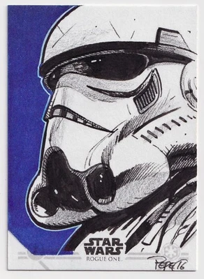 2016 Star Wars Rogue One Sketch Card Stormtrooper Darrin Pepe 1/1 - Image 1 of 2