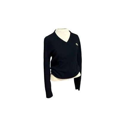 Suéter de Colección Años 60 Para Hombre Izod Lacoste 100% Lana Cachemira Cuello en V Negro Mediano Foto 1 de 4