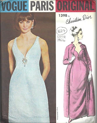 1964 Vintage VOGUE Sewing Pattern B34 EVENING DRESS & COAT (1627) CHRISTIAN DIOR - Image 1 of 2