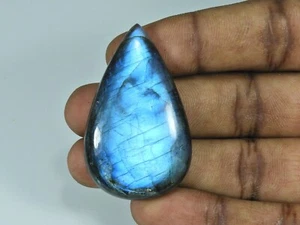 100% Natural Blue Labradorite Teardrop Shape Loose Gemstone Cabochon 71 Carat - Picture 1 of 3