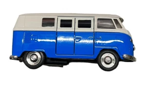 1963 VOLKSWAGEN T1 BUS METALLIC BLUE, WELLY 1/32 DIECAST CAR COLLECTOR'S MODEL - Picture 1 of 5