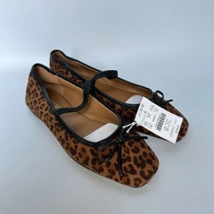 J. Zapatos planos de ballet Crew Factory de leopardo con correa gamuza sintética Balletcore nuevos con etiquetas talla 7 - Imagen 1 de 7