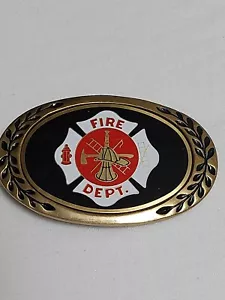 Vintage FIREMAN Fire Department solid brass Heritage belt buckle Amino NOS - Picture 1 of 4