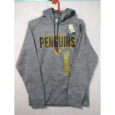 Pittsburgh Penguins NHL Hoodie Champion Hockey Sweatshirt Heathered Gray Mens M Cover