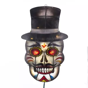 Skull Day Of The Dead 10 Light Wall Decor Capiz Finish Kurt Adler Halloween - Picture 1 of 5