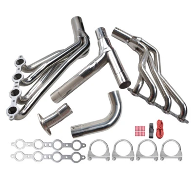 Stainless  Long Tube Exhaust Header+Y Pipe Fit 99-06 Chevy GMC GMT800 4.8 5.3 — 第 1/4 张图片