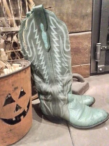 Vntg Tom Taylor Exotic Ostrich Leather Western Cowboy Riding Boots 5.5 6 - Picture 1 of 10